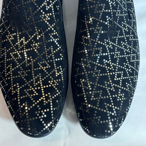 ALDO Sz 10 Loafer Slip On Suede Gold Graphic Pattern Almond Toe NEW WITH TAG - Picture 6 of 10